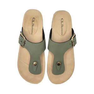 Chinese Laundry Green Wedge Platform Thong Sandals Size 8 Wide